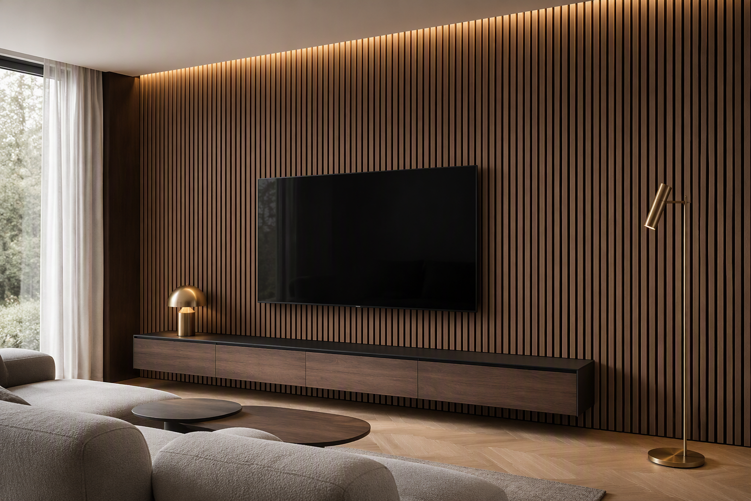 ValuedHouse walnut acoustic wood wall panels - NRC Rated