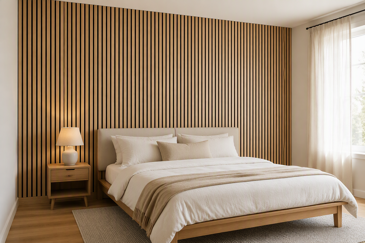 ValuedHouse light oak wood veneer slat panels - Premium