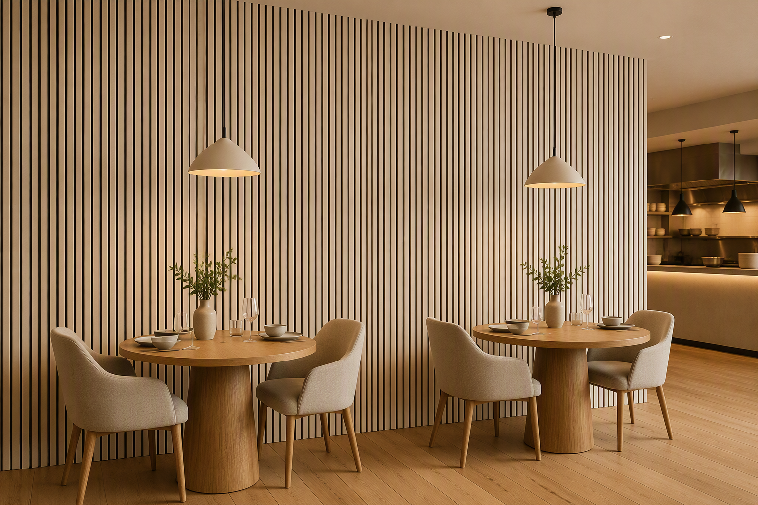 ValuedHouse light oak acoustic slat wall panels - High