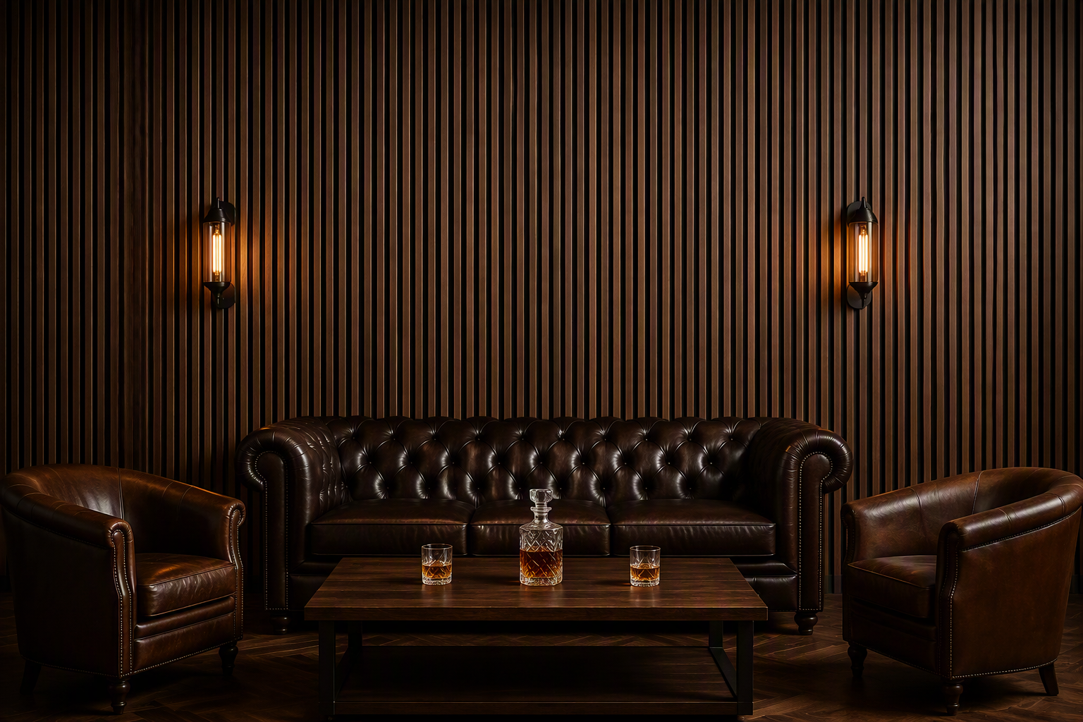 ValuedHouse dark walnut wood slat acoustic panels - High