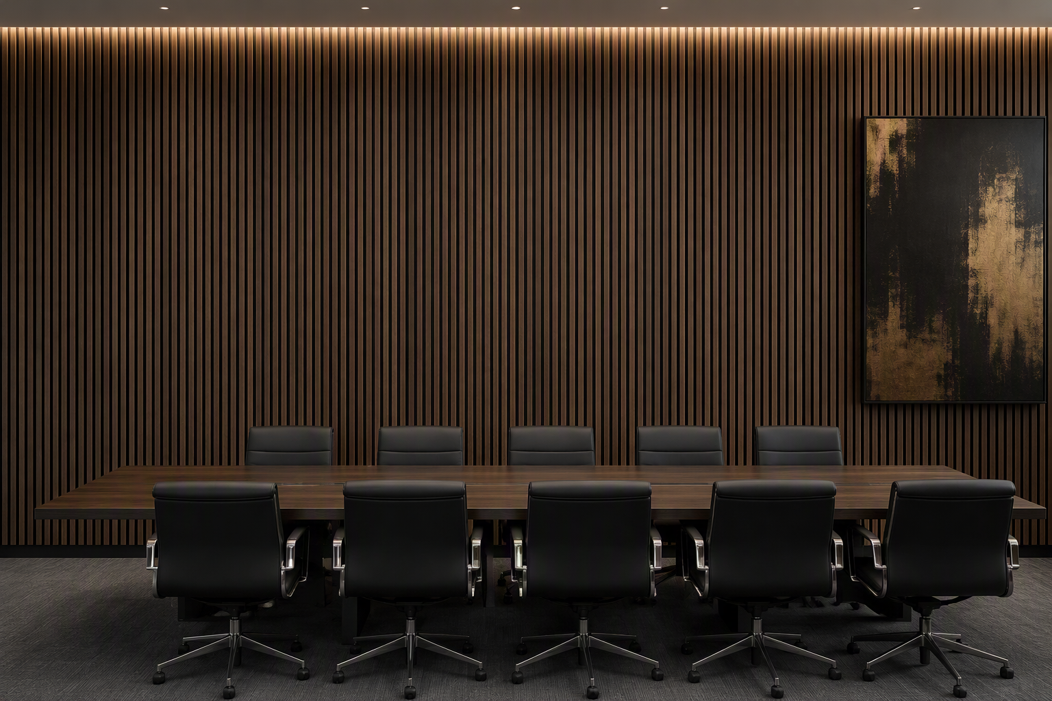 ValuedHouse dark walnut wood slat acoustic panels - High