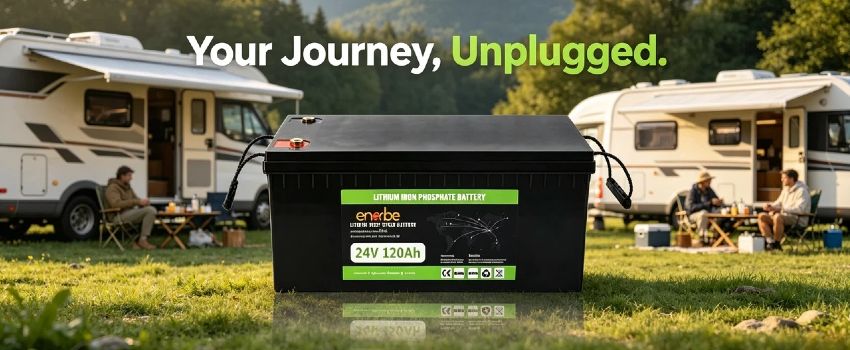 24V 120Ah LiFePO4 Battery by Enerbe. Affordable lifepo4 battery price for industrial use. Zero maintenance, no acid leakage, global fast delivery.