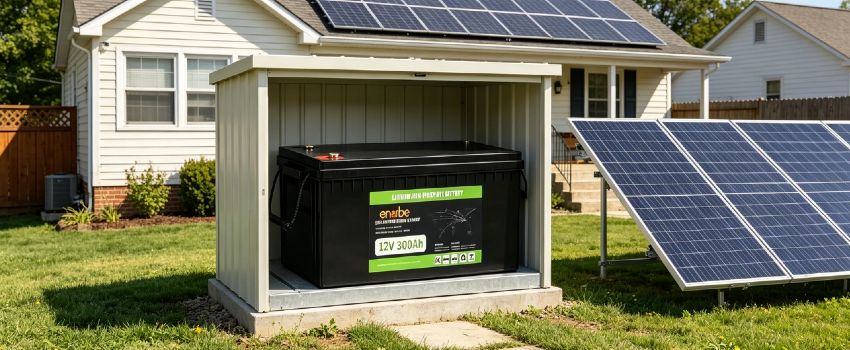 12V 300Ah LiFePO4 Deep Cycle Battery | Enerbe competitive car battery price. Wide temperature range for cold climates, built-in smart BMS. 3000+ cycles, safe lead-acid replacement. Fast shipping.