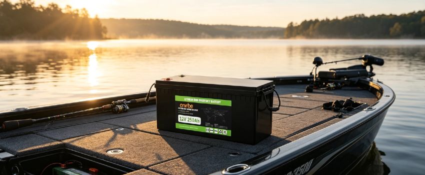 Enerbe 12V 250Ah LiFePO4 Deep Cycle Battery - Reliable deep cycle marine battery. Upgrade your boat in minutes, CE/UL certified. 3x longer life, no acid leakage, fast shipping.