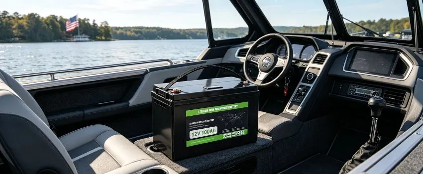 12V 100Ah LiFePO4 Deep Cycle Battery | Enerbe lithium deep cycle marine battery. Best-selling lead-acid replacement, built-in active balancing BMS. 3000+ cycles, zero maintenance, fast charging.