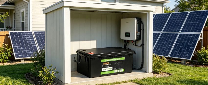 12V 200Ah LiFePO4 Deep Cycle Battery by Enerbe. Reliable cycle battery with short circuit protection. Maintenance-free, perfect for off-grid & emergency backup power.