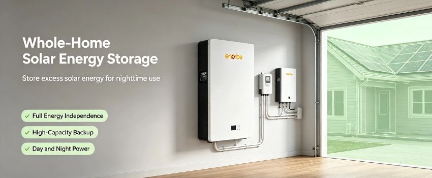 Enerbe 51.2V 300Ah 15.36kWh Home Solar Battery - Whole-House Backup with Hybrid Inverter Integration