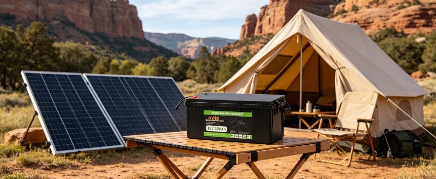 12V 200Ah LiFePO4 Deep Cycle Battery by Enerbe. Reliable cycle battery with short circuit protection. Maintenance-free, perfect for off-grid & emergency backup power.