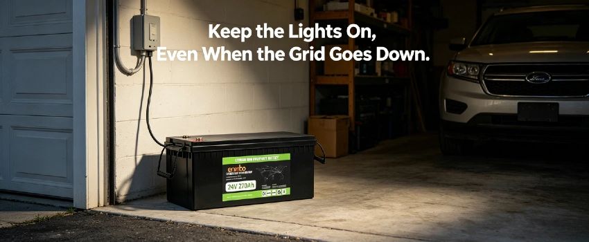 24V 270Ah LiFePO4 Battery | Enerbe 24v lifepo4 battery. 3000+ deep cycles, built-in smart BMS. Drop-in lead-acid replacement, zero maintenance. Ideal for solar, RV & marine use.