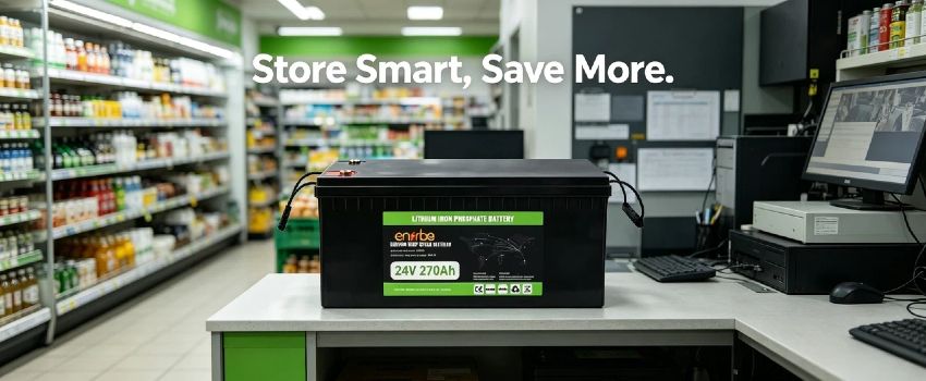 24V 270Ah LiFePO4 Battery | Enerbe 24v lifepo4 battery. 3000+ deep cycles, built-in smart BMS. Drop-in lead-acid replacement, zero maintenance. Ideal for solar, RV & marine use.