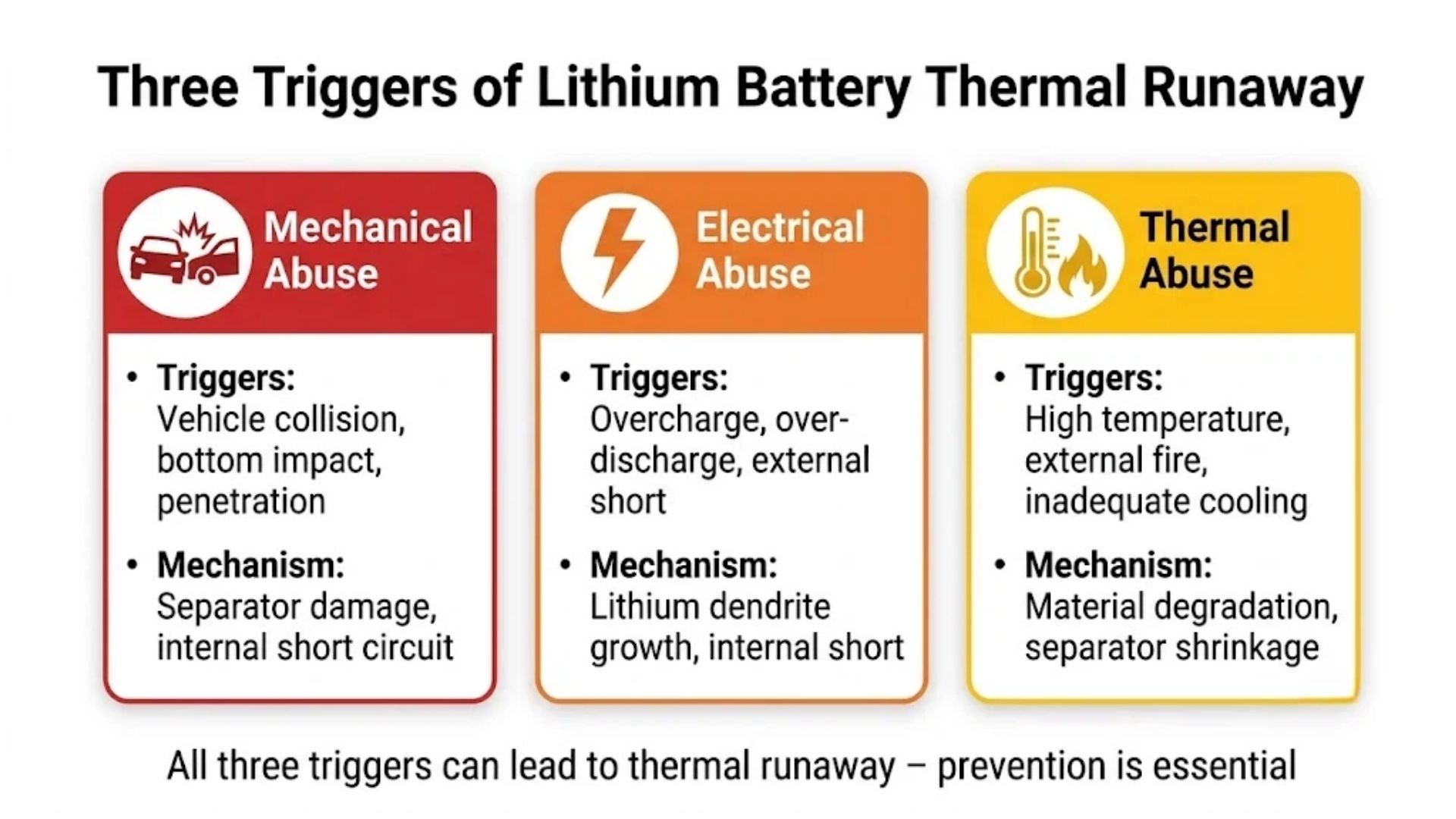 Three triggers of lithium battery thermal runaway mechanical abuse electrical abuse thermal abuse for B2B buyers