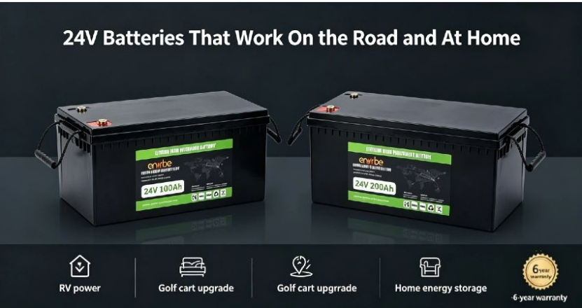 24V LiFePO4 pack used as a portable home energy storage battery for summer blackout backup