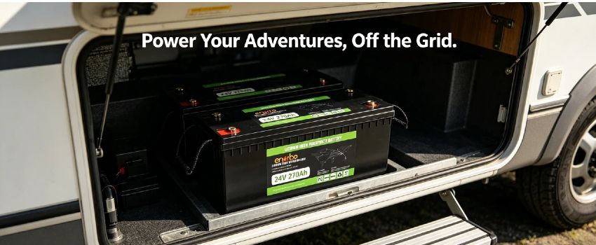 24V 270Ah LiFePO4 Battery | Enerbe 24v lifepo4 battery. 3000+ deep cycles, built-in smart BMS. Drop-in lead-acid replacement, zero maintenance. Ideal for solar, RV & marine use.