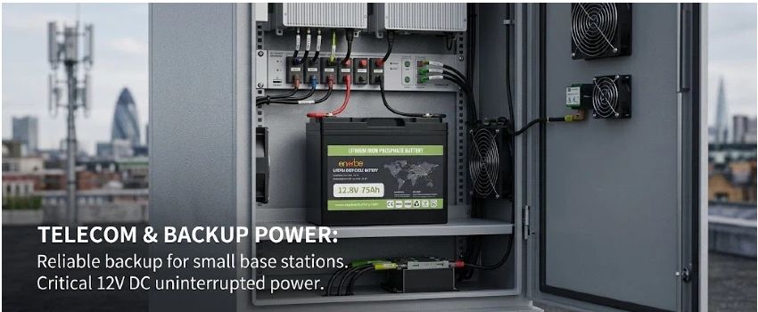 Enerbe 12.8V 75Ah LiFePO4 Marine Battery Installed on Fishing Boat - Vibration-Resistant Deep Cycle for Trolling Motors