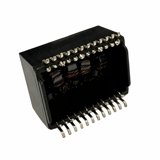 Surface mounted micro magnetic core network chip transformer