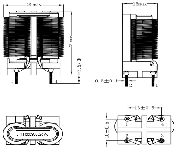 High current inductor common mode filtering SQ series Energy storage charging station coil
