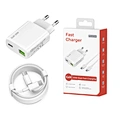 Ultra Slim 20W Fast Charger with USB-C and a Ports Gan Material OTP Protection Ultra Compact Travel Charger