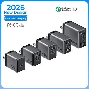 Compact 20W 35W 45W 65W 100W  GaN Charger with Digital Display PD PPS QC4.0 for Home Office with OTP & OVP Protection