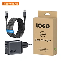 Custom Logo 45W GaN Fast Charger  with  Display Smart Charger  PD PPS QC 4.0 Power Adapters for iPhone