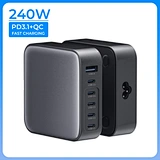240W GaN Foldable 6-Port Desktop Charger Station Phone Laptop Earphones Smart Watch-PD3.1 Fast Charging OVP OTP Protection