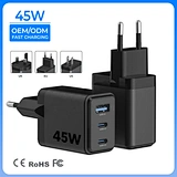 Portable PD45W Phone Charger 3-Port USB-C GaN Fast Mobile Charger for Iphone EU US UK Plug
