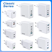20W-160W GaN Fast Charger Multi USB Type-C Ports QC3.0/PD3.0 30W OTP Protection Foldable Plug for Mobile Phones Laptops IPhones