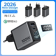 Chargeur De Téléphone 100W GaN Fast Charger with Digital Display PD QC4.0 Wall Charger for Laptop Tablet Phone