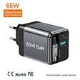 65W PD3.2 GaN Charger with Retractable Type-C Cable 2-Port Foldable OTP/OVP Protection for Laptop Phone Earphone