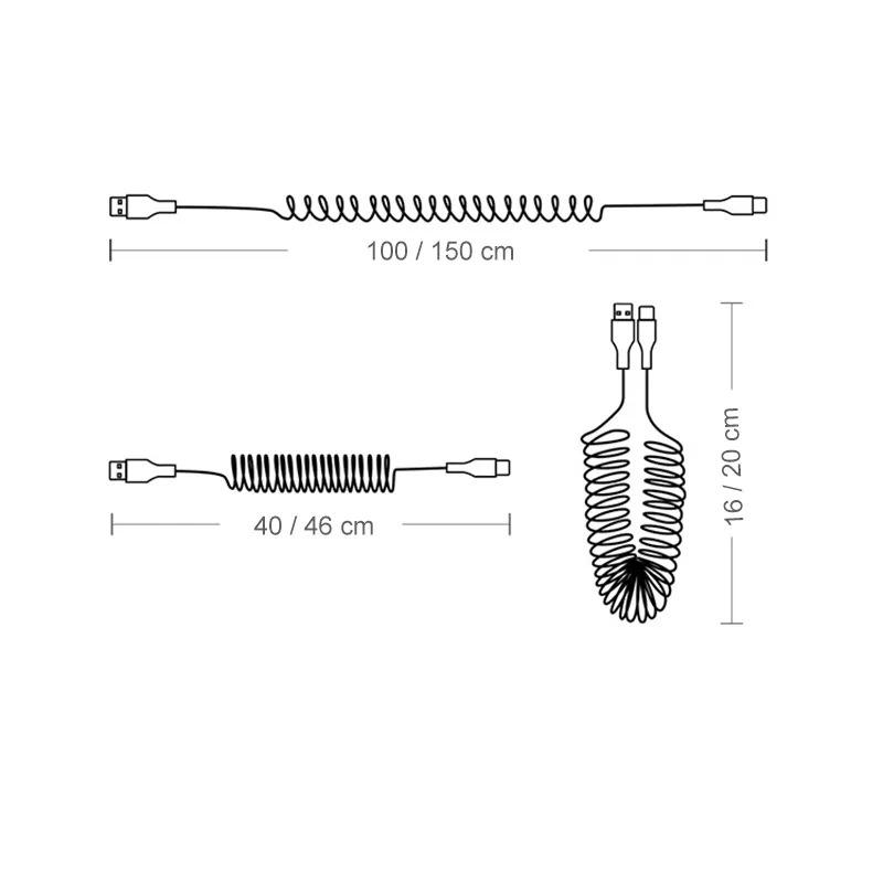 car dashboard coiled charging cable