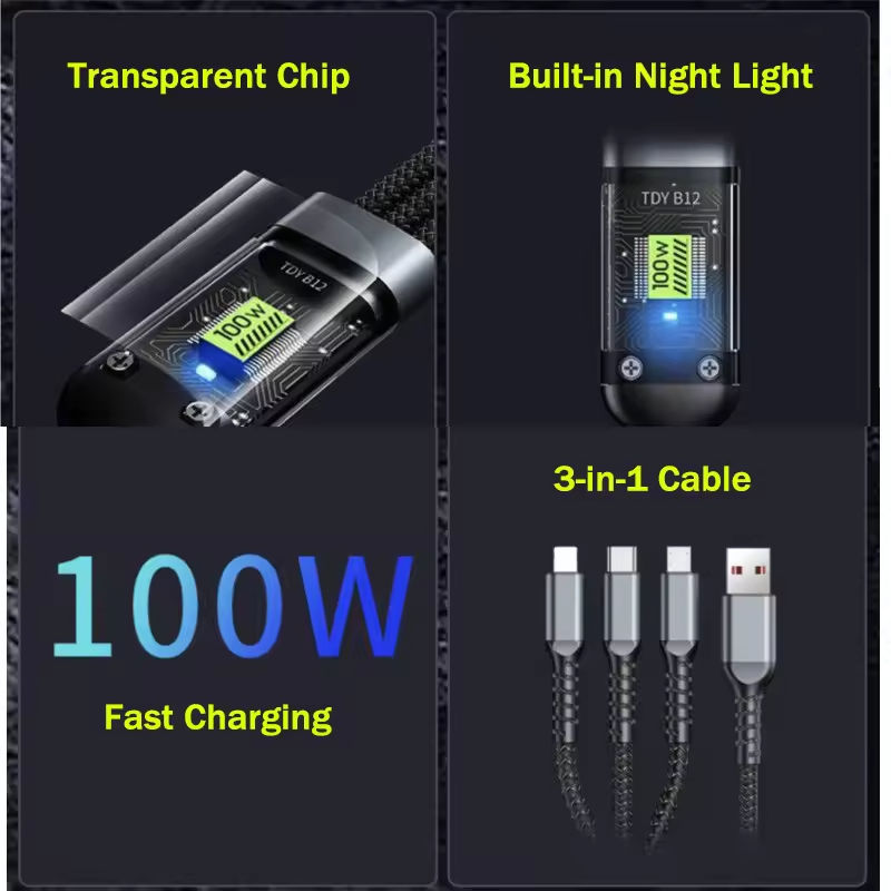 transparent chip charging cable
