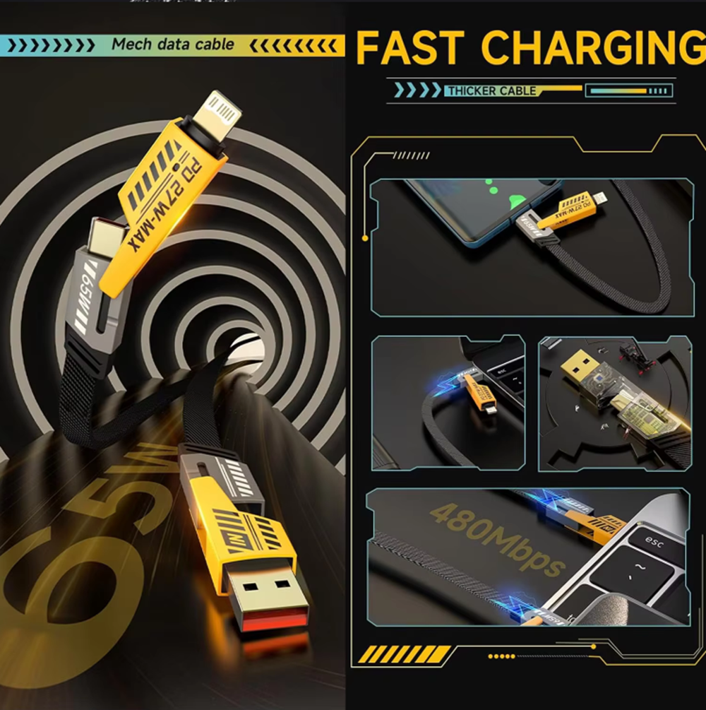 mecha yellow 4 in 1 charging cable