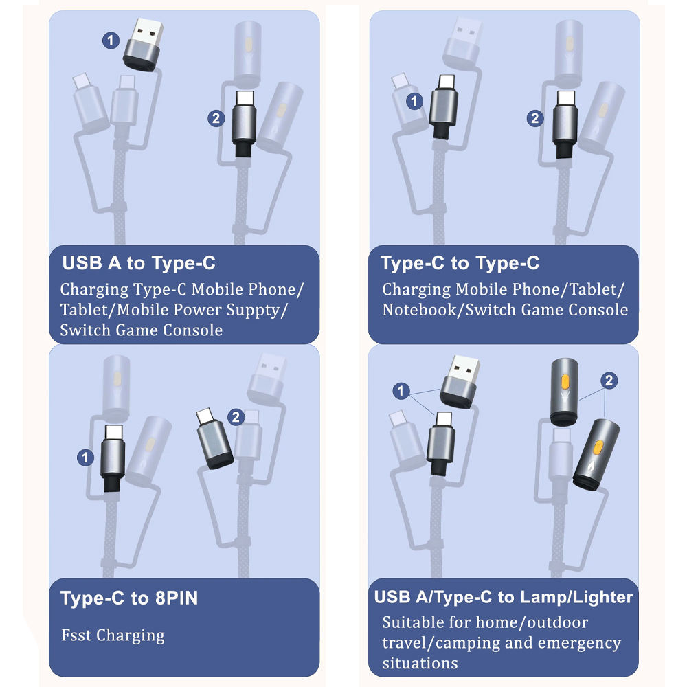 6 in 1 multifunctional charging cable