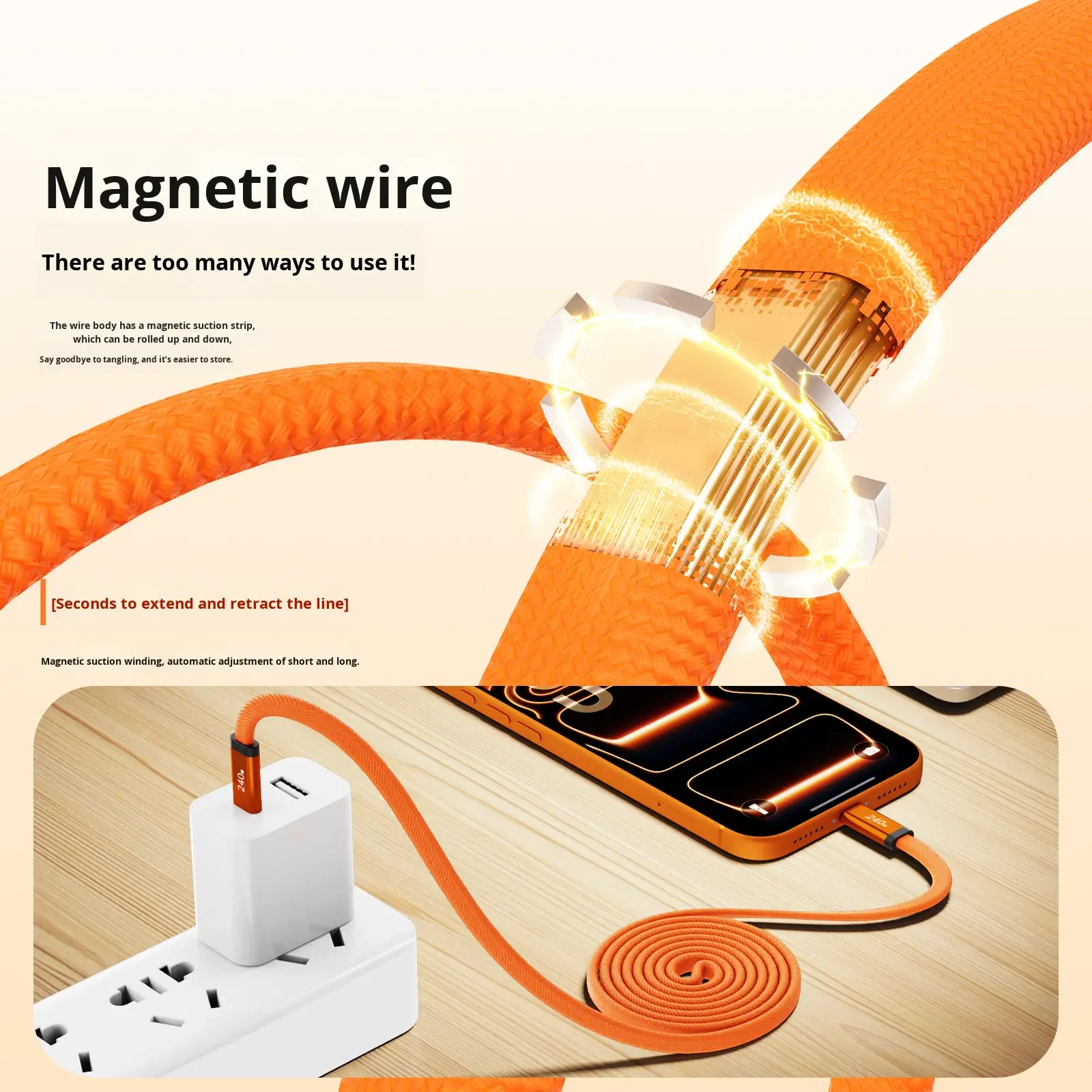 full magnetic suction flat woven braided wire