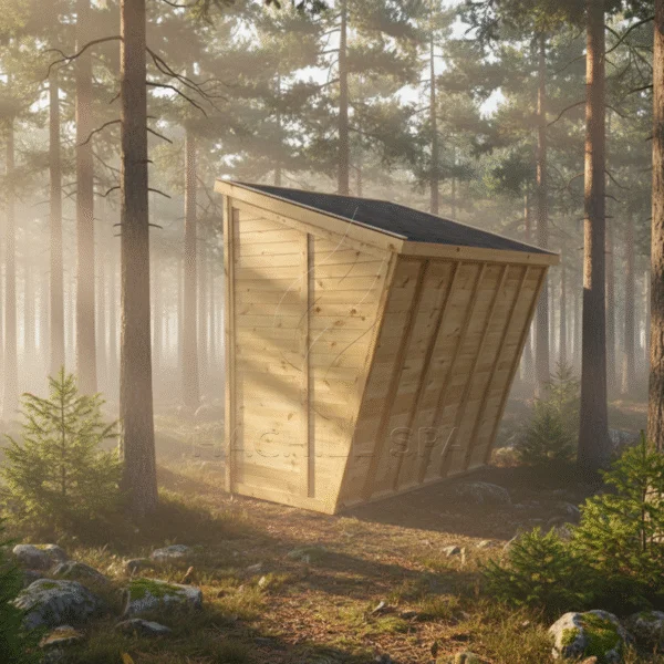 slanted roof outdoor sauna cabin architecture