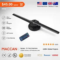 MACCAN 3D Hologram Advertising Fan 43CM Holographic Projector LED Indoor OEM Display with Certificate Paper Hologram