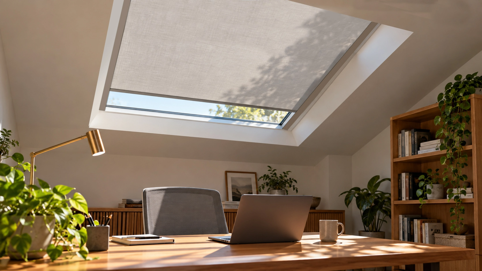 Indoor skylight roller blind system for a small glass roof