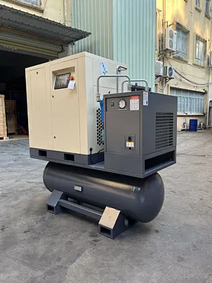 FGMI 7.5/11/15/22kw Lubricated AC Powered 220V/380V All-in-One Screw Dry Air Compressor Pump 400L/500L Air Dry Tank Motor Air