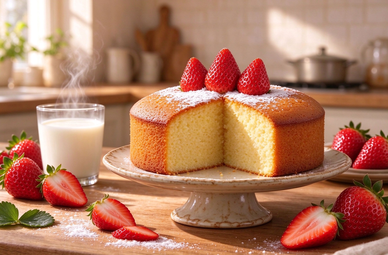 Cake made with strawberry flavoring