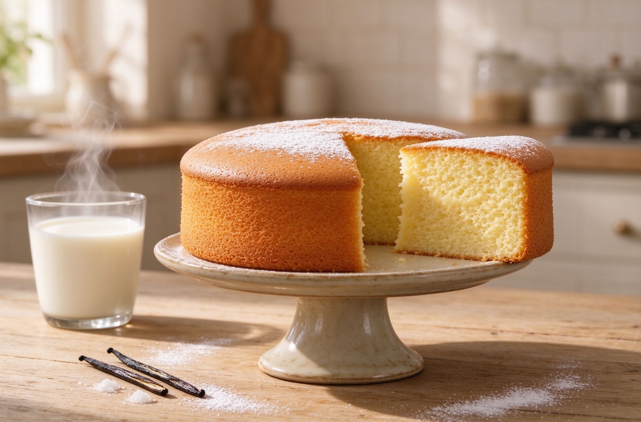 Vanilla cake made with vanilla flavor
