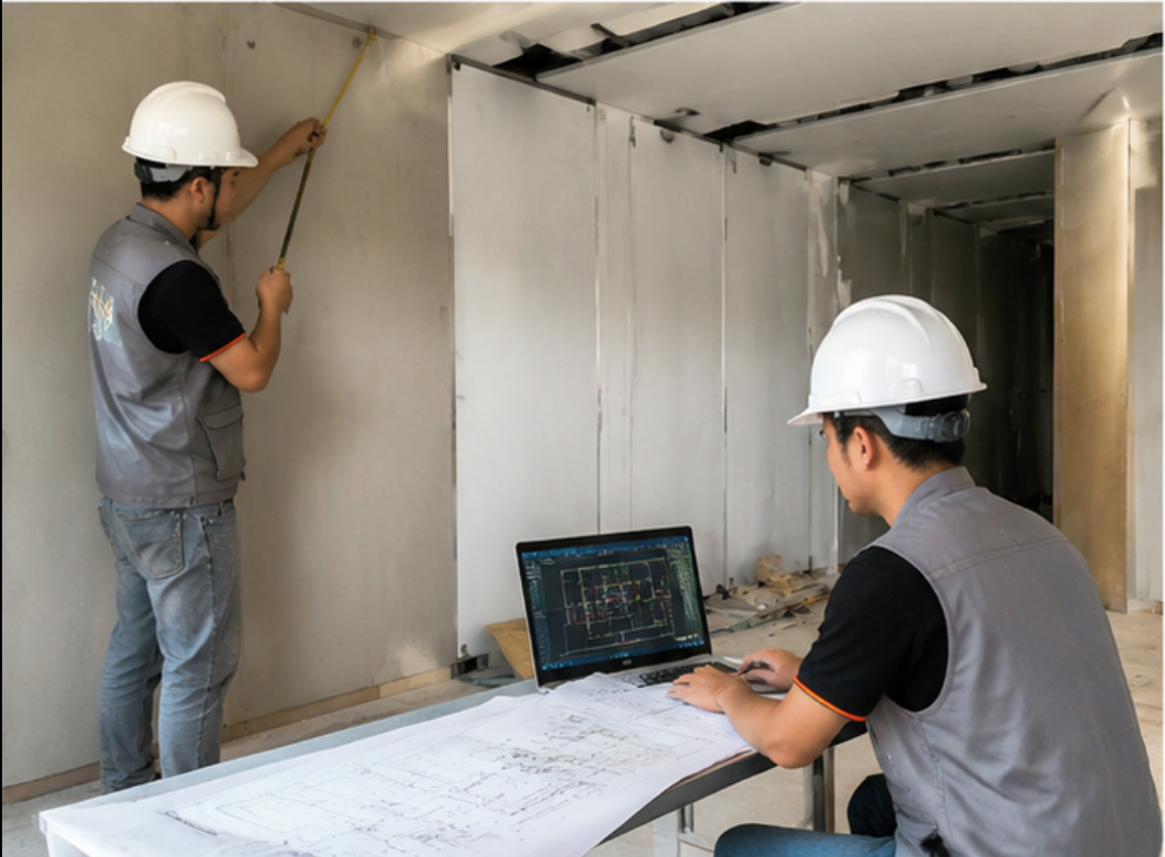 On-Site Construction ALT: On-site technical layout adjustment and CAD shop drawing alignment for Ho Chi Minh City Riverside Business Complex in Vietnam