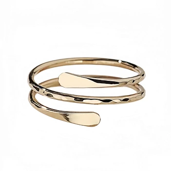 Hammered Spiral Wrap Open Adjustable Stacking Ring