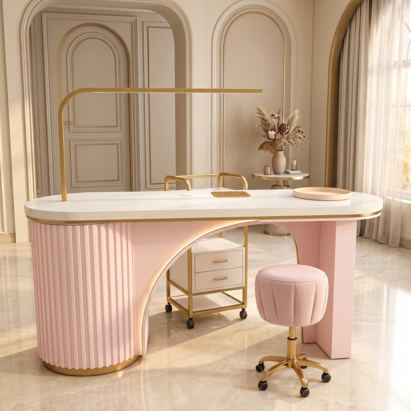 beauty spa station salon nail furniture nail table with led light