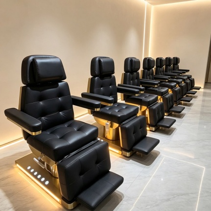 Electric beauty facial chair Gold base spa beauty chair Adjustable facial spa chair