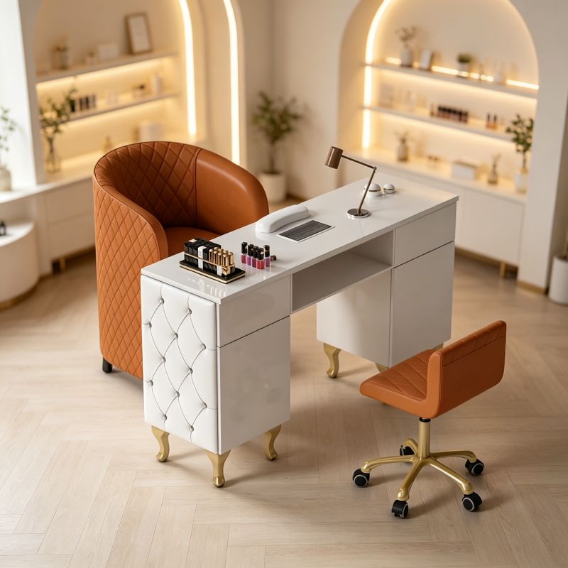 pink nail table beauty spa nail desk gold leg manicure table