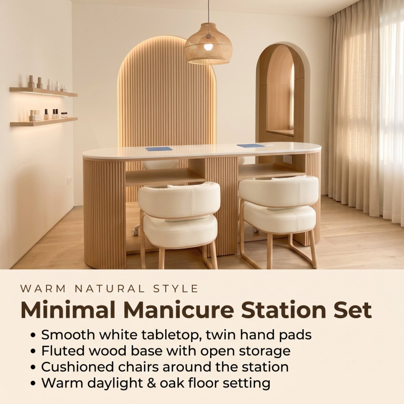 nail desk salon furniture wood base nail table
