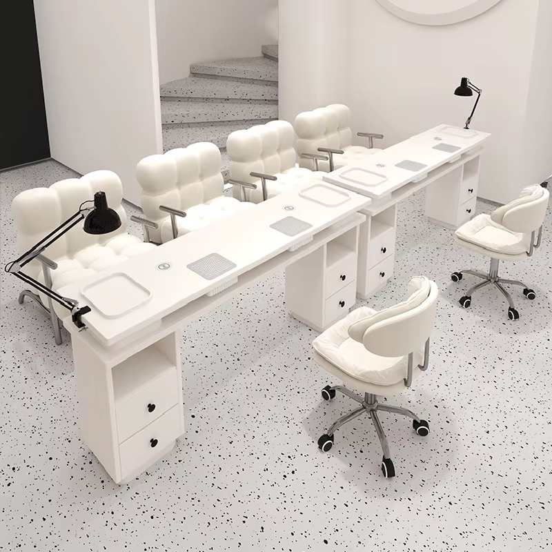 nail salon table Nail Dust Collector Table Gold Trim Beauty Table