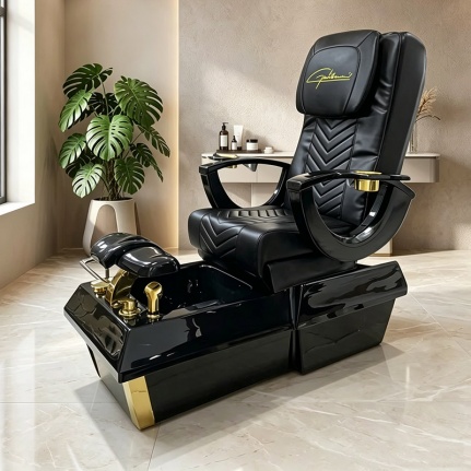 Gold trim pedicure chair pedicure chair PU leather foot massage chair