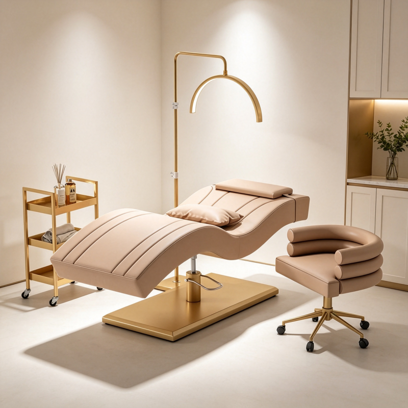curved lash bed gold base beauty bed salon massage bed