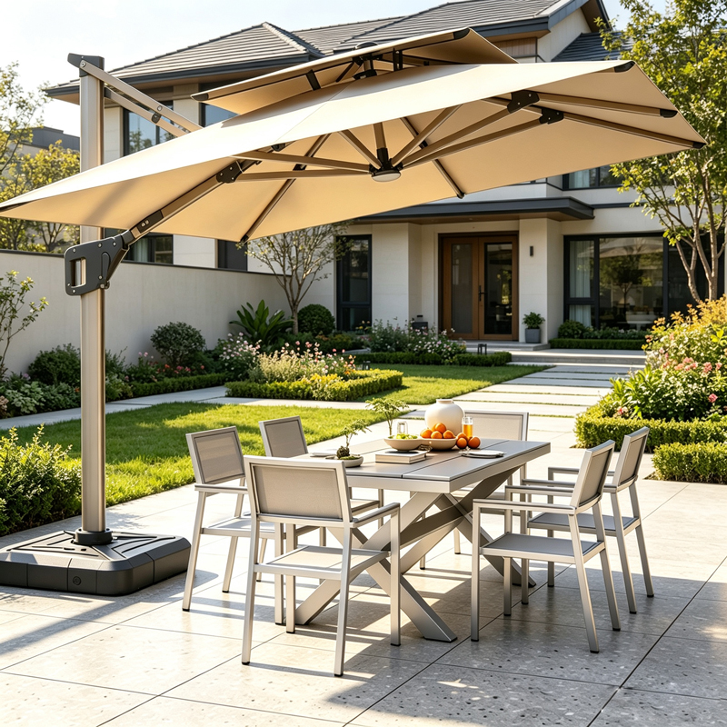heavy duty aluminum outdoor patio umbrella for hotel terrace