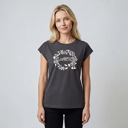 custom embroidered cap-sleeve tee